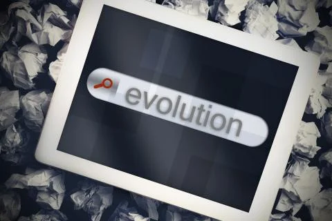 Evolution in search bar on tablet screen Illustrazione stock