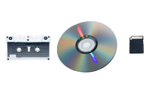 Evolution of sound record with isolated items Stock Photos