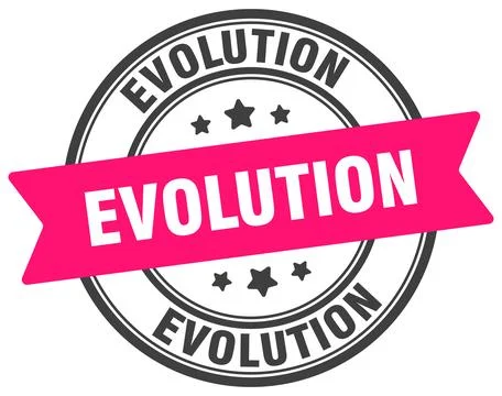 Evolution stamp. evolution label on transparent background. round sign 스톡 일러스트
