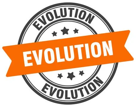 Evolution stamp. evolution label on transparent background. round sign Illustrazione stock