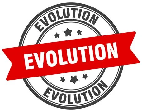 Evolution stamp. evolution label on transparent background. round sign Illustrazione stock