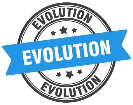 Evolution stamp. evolution label on transparent background. round sign 스톡 일러스트