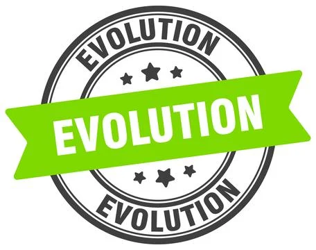 Evolution stamp. evolution label on transparent background. round sign Illustrazione stock