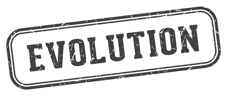 Evolution stamp. evolution rectangular stamp on white background Illustrazione stock