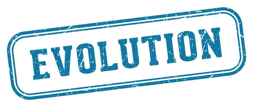 Evolution stamp. evolution rectangular stamp on white background Illustrazione stock