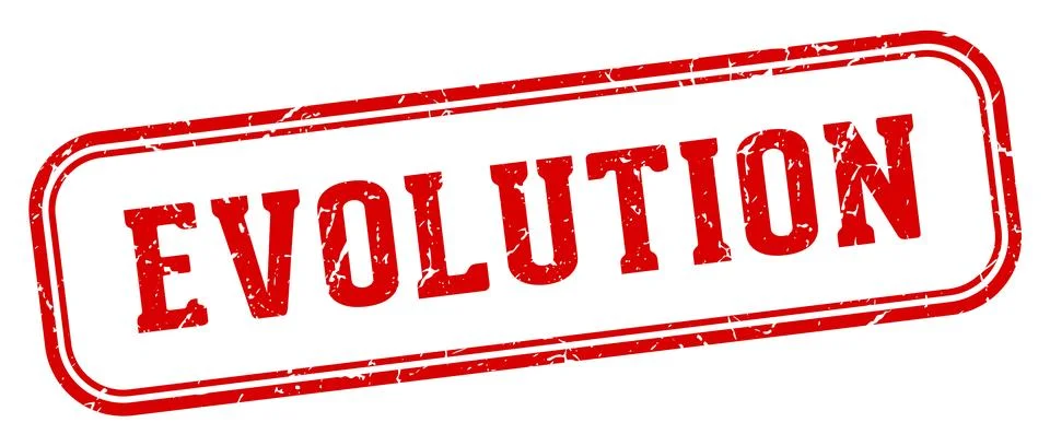 Evolution stamp. evolution rectangular stamp on white background Illustrazione stock