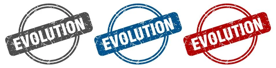 Evolution stamp. evolution sign. evolution label set Stock Illustration