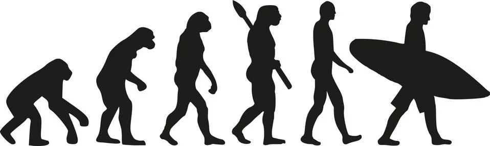 Evolution surfer Stock Illustration