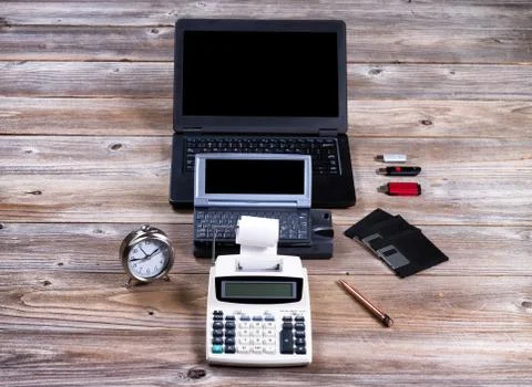 Evolution of technology on stressed wood Stock Photos