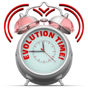 Evolution time! The alarm clock with text Stock-Illustration