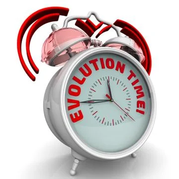 Evolution time! The alarm clock with text Ilustração Stock