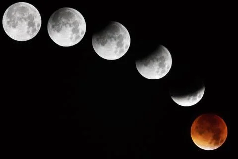 Evolution to the total eclipse of september 2015 Stock Photos