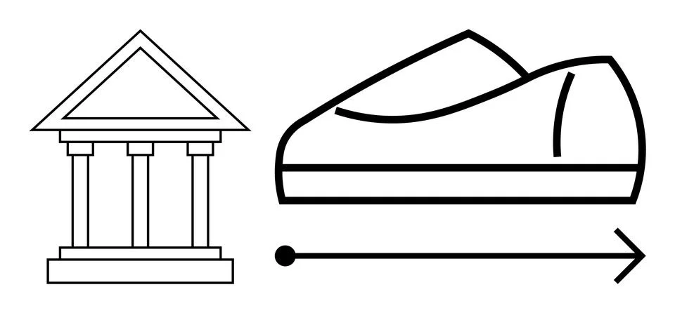 Evolution of Traditional Banking to Digital Payments Stock Illustration