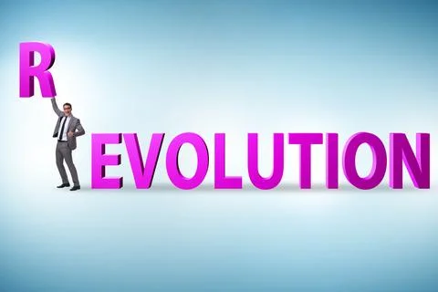 Evolution turning into revolution concept Stockfoto's