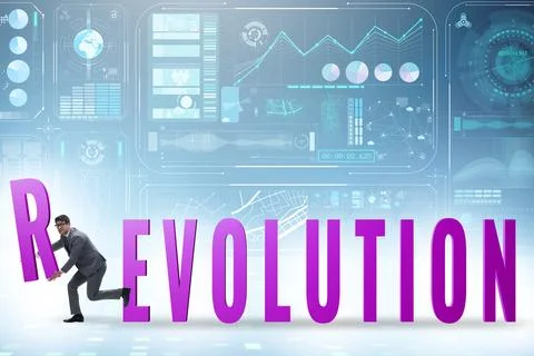 Evolution turning into revolution concept Foto stock