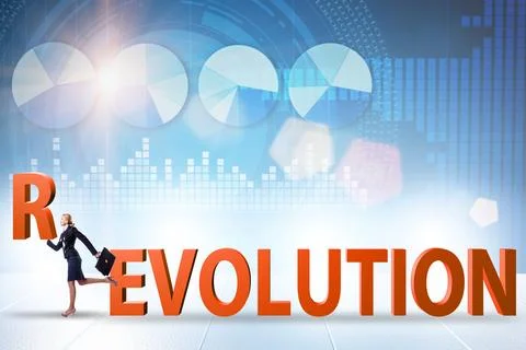 Evolution turning into revolution concept Stockfoto's