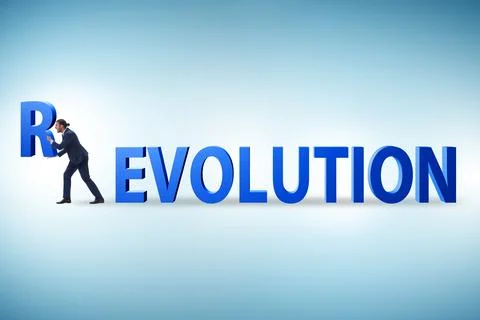 Evolution turning into revolution concept 스톡 사진