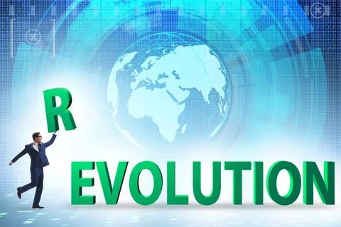 Evolution turning into revolution concept 스톡 사진