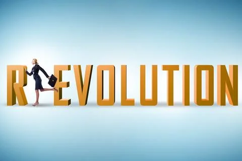 Evolution turning into revolution concept Stockfoto's