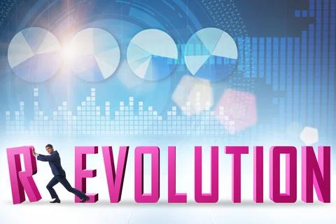 Evolution turning into revolution concept 스톡 사진