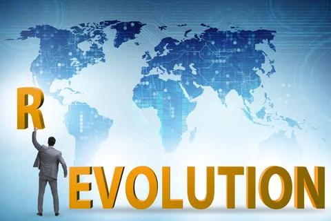 Evolution turning into revolution concept 스톡 사진