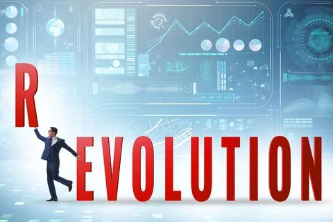 Evolution turning into revolution concept Foto stock