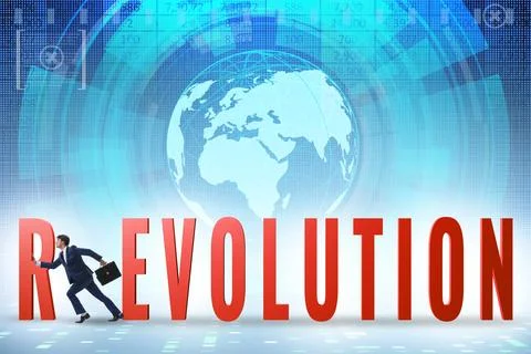 Evolution turning into revolution concept Stockfoto's