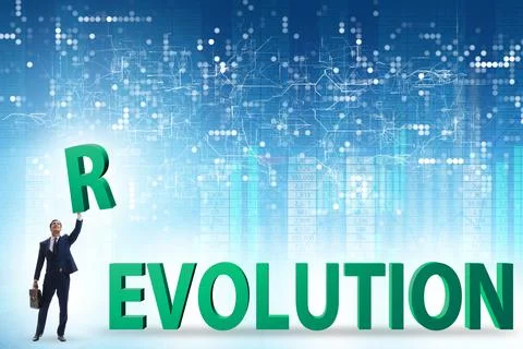 Evolution turning into revolution concept 스톡 사진