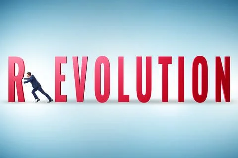Evolution turning into revolution concept 스톡 사진
