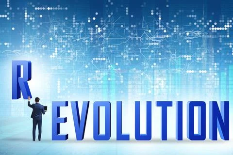 Evolution turning into revolution concept 스톡 사진