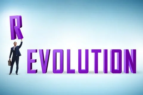 Evolution turning into revolution concept 스톡 사진