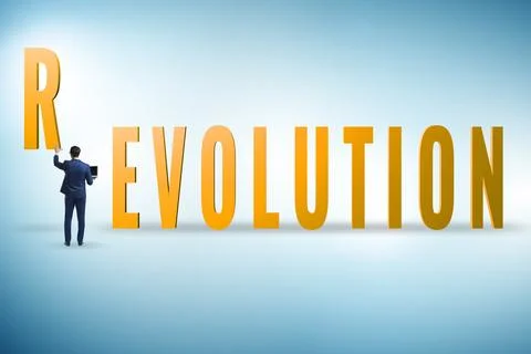 Evolution turning into revolution concept 스톡 사진