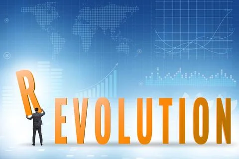 Evolution turning into revolution concept 스톡 사진