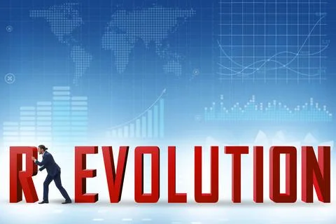 Evolution turning into revolution concept Foto stock