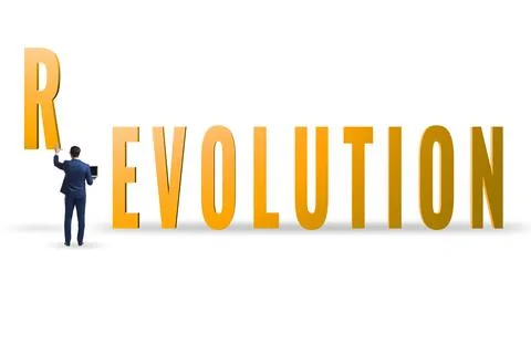 Evolution turning into revolution concept 库存照片