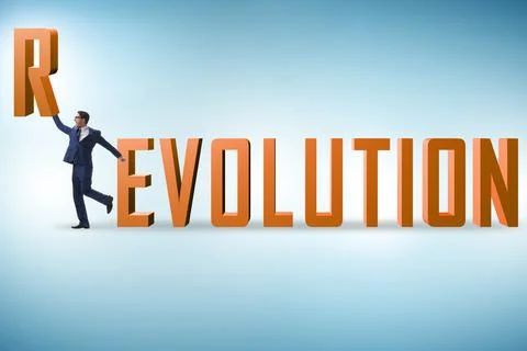 Evolution turning into revolution concept 스톡 사진