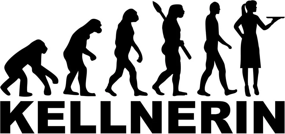 Evolution Waitress with german job title Stock Illustration
