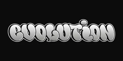 Evolution word in grey graffiti bubble letters Stock Illustration