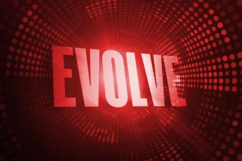 Evolve against red pixel spiral Stock Illustration