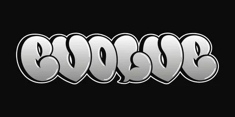 Evolve - single word, letters graffiti style. Vector hand drawn logo. Funny.. Stock Illustration