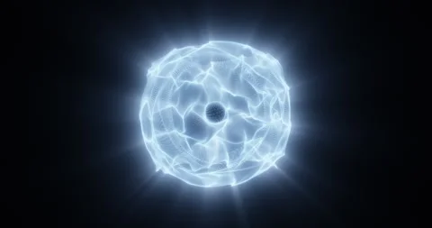 Evolving blue glowing sphere on black background Stock Footage 273780434