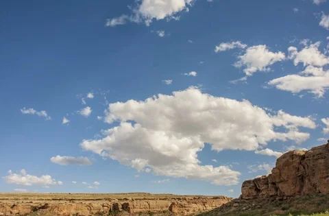 Evolving Clouds over Chaco Canyon Stock Footage 99370071