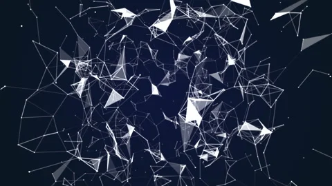Evolving connections in the form of lines and faces between points in space Stock Footage 237524475