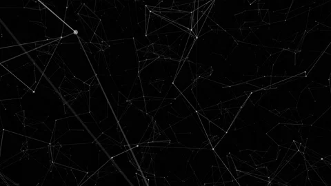 Evolving connections of white dots by lines on a black background Stock Footage 234598206
