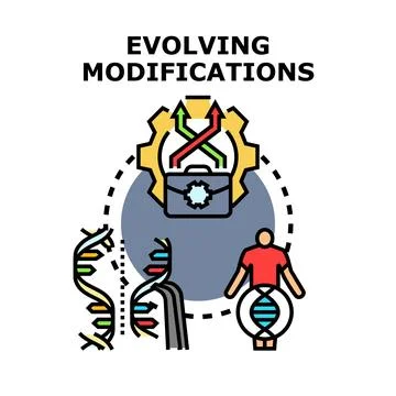 Evolving genetic modifications concept for human adaptation Stock Illustration