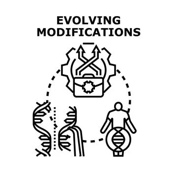 Evolving genetic modifications concept for human adaptation Stock Illustration