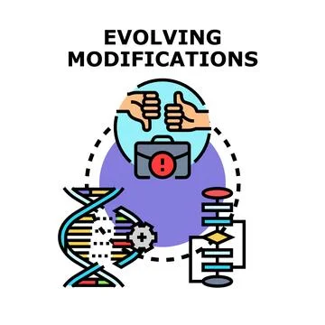Evolving modifications concept with dna and workflow process Stock Illustration