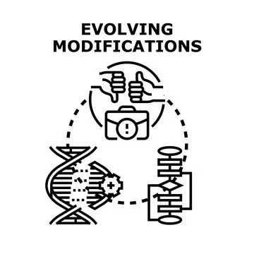 Evolving modifications concept with dna and workflow process Stock Illustration