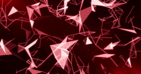 Evolving movable weaves of dots, lines and triangles on a red background Stock Footage 264115937