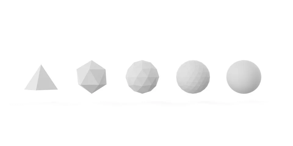 Evolving sequence from pyramid to sphere over white background, evolution, de Stock Illustration